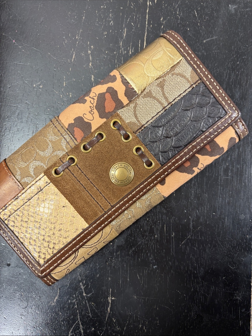 Coach Holiday Patchwork Wallet Python Suede Signature NWT 2007 (purse listed)